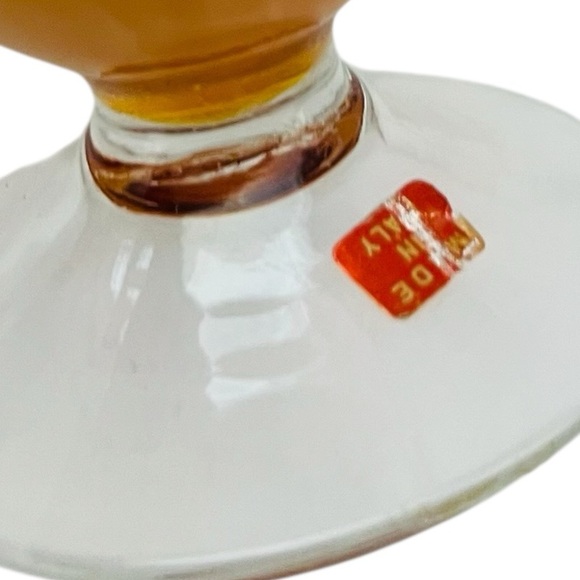 Vintage Italy Art Glass Yellow Amber Mid-Century Footed Pedestal Vase - Picture 6 of 6